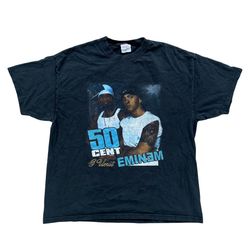 Vintage Eminem 50 Cent G Unit Detroit Tour Rap T-Shirt Size XL RARE