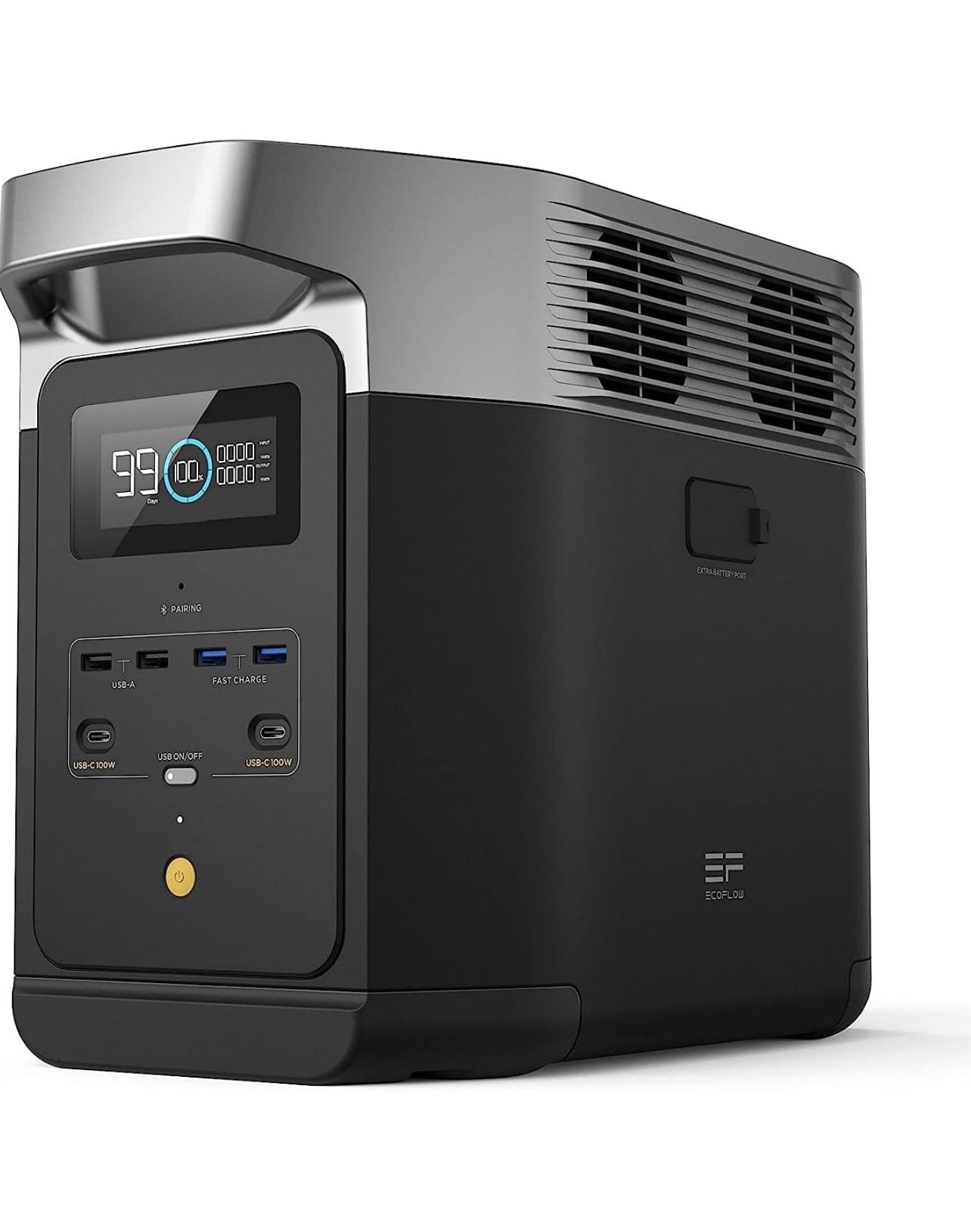 EF ECOFLOW Portable Power Station DELTA 2, 1024Wh LiFePO4 (LFP) Battery, 1800W AC/100W USB-C Output, Solar Generator