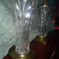 Waterford Crystal , Brass Lamp Pair ( 2 ) 