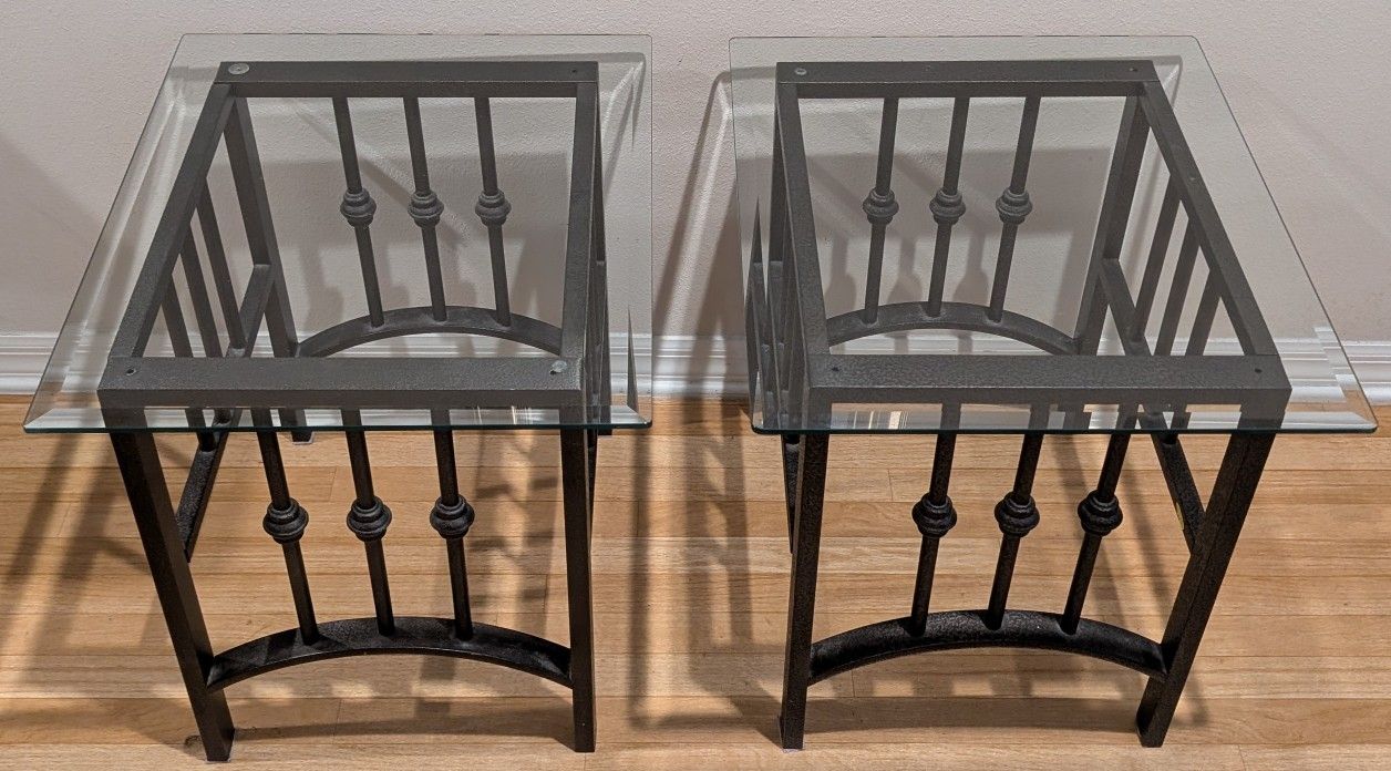 Three Piece Metal Coffee Side Table Set