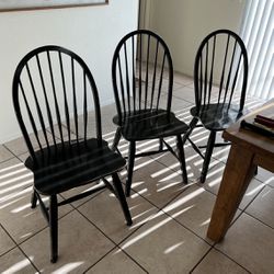 Set of 6 Black Windsor Rustic Farmhouse Dining Table Chairs