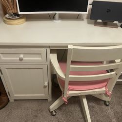 Pottery Barn White Desk and Chair Set