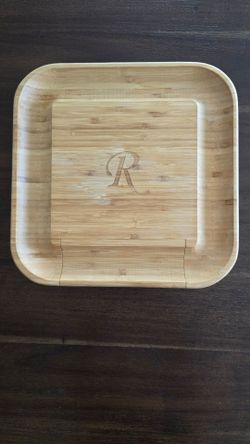 Bamboo Cheese Board & Charcuterie Set with Hidden Drawer (Letter R)
