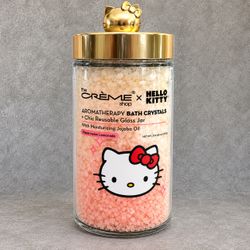 Hello Kitty x The Creme Shop Bath Crystals Watermelon Lemonade 37 oz Gold Jar