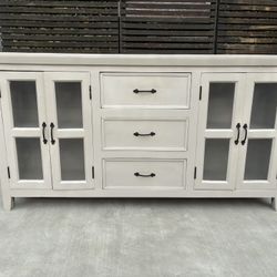 Modern Farmhouse Rustic Coastal Sideboard for Hallway Entrance Dining Room Storage Organization | OBO