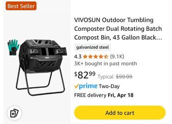 Tumbling Composter Dual Rotating Batch Compost Bin