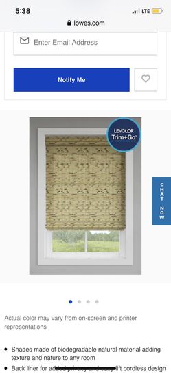 Levolor Natural bamboo 60X64” blinds