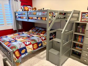 Bunk bed twin over full with matching dresser and desk