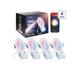 POPANU Smart Recessed Lighting 4 inch - 9W Color Changing WiFi Downlight (4 Pack) Alexa/Google Assistant Compatible RGB LED, APP Control, Voice Contro
