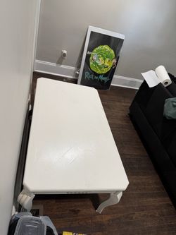 White Coffee Table with Carved Legs