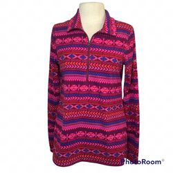 Columbia Aztec Half-Zip Long Sleeve Fleece Pullover Pink Blue Ladies Medium