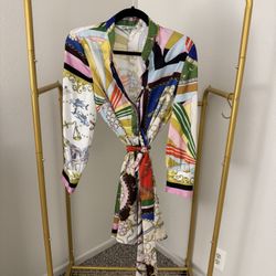 Zara Print Wrap Dress Medium