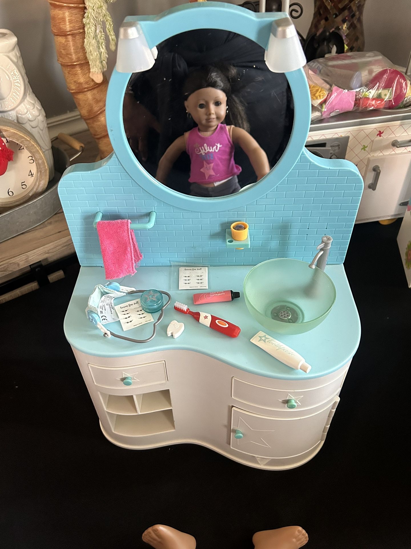 American Girl Bathroom Vanity With Health Smile Set For Dolls.