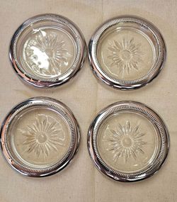 Vintage Starburst coasters stearling silver rim
