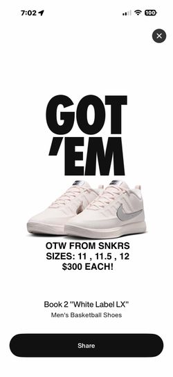 Nike Book 2 LX White Label NEW/SNKRS RECEIPT ON THE WAY FROM SNKRS SIZES: 11 , 11.5 , 12  $300 EACH.