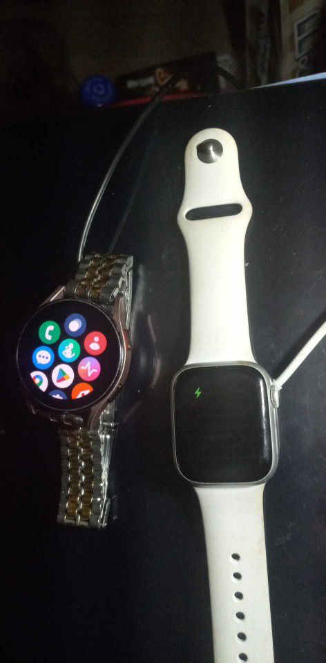 Samsung Watch And I Watch With Chargers