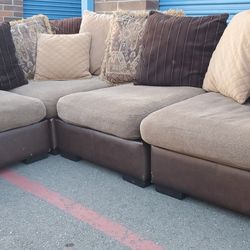 2 Tone Leather Sectional Couch “WE DELIVER”