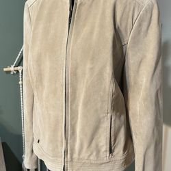 Valerie Stevens 100% leather suede jacket Size Large Tan 90s Mint Condition