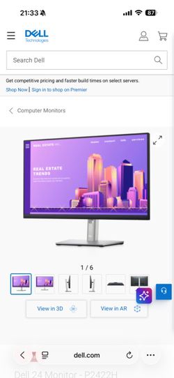 Dell monitor 24” Brand New p2422h