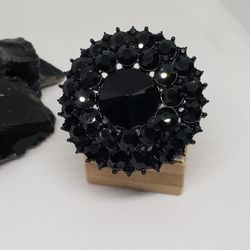 Fashion Cocktail Ring - One Size Black Color - Brand New