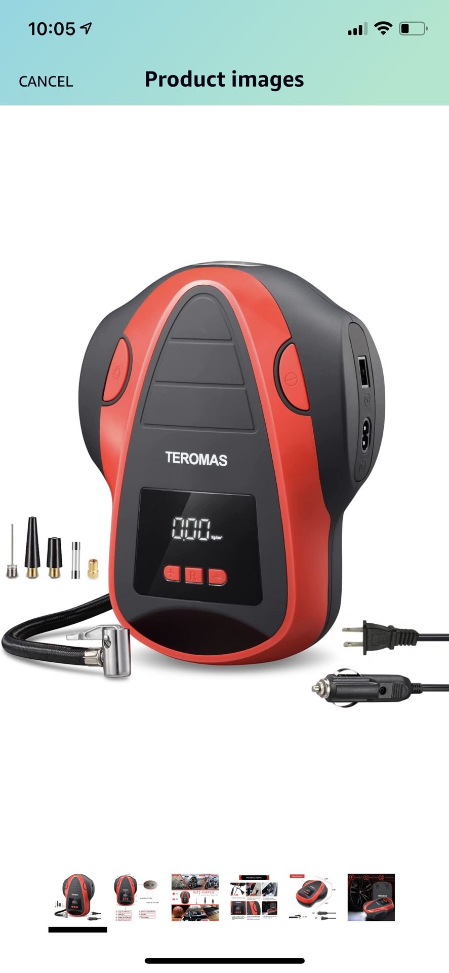 TEROMAS Tire Inflator Air Compressor, Portable DC/AC Air Pump for Car Tires 12V DC and Other Inflatables at Home 110V AC, Digital Electric Tire Pump w
