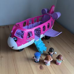 Fisher Price Little People Barbie Toy Airplane with Lights & Music With Figures, Little Dream Plane 