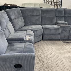 New Corduroy Recliner Sectional Couch / Free Delivery 