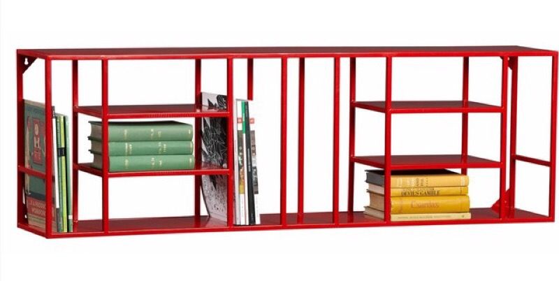 CB2 Red Metal Hanging Shelving Unit