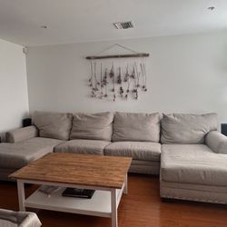 Large Beige Sectional Sofa — Double Chaise — $400 OBO