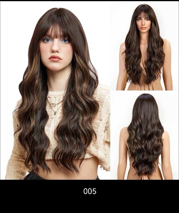 Brown dyed long wig