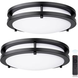 Flush Mount Ceiling Light with Remote: 2 Pack 13 Inch Lights fixture, 3000K-4500K-6000K Adjustable 3 Color Temperature, Dimmable Lighting Fixtures for