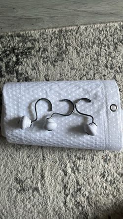 shower curtain and ceramic hooks