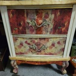 1pc French Provincial Decoupage Roses Dresser Nightstand Table 