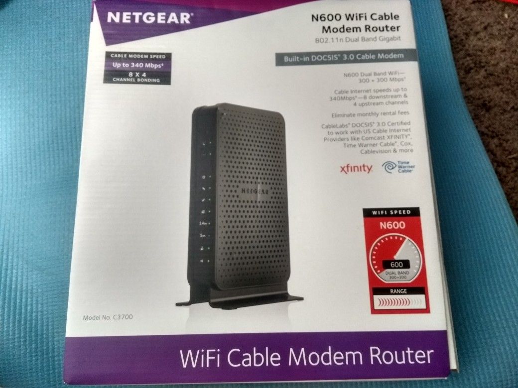 Netgear N600 Wifi DOCSIS 3.0 Cable Modem Router 802.11n Dual Band Gigabit