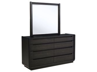 Leandro Burnished Black 8-drawer Bedroom Dresser with Mirror