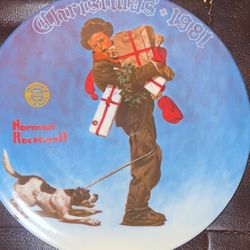 1981 Norman Rockwell Plate “Wrapped Up In Christmas”