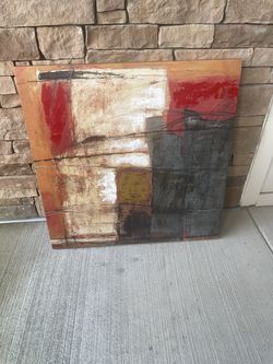 Storehouse Abstract Canvas Wall Art – Red, Cream & Charcoal