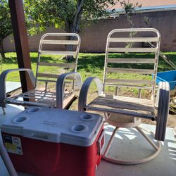 MCM Strap Swivel Arm Chairs