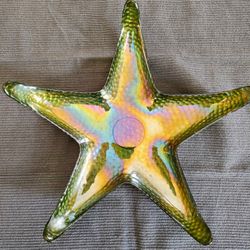 Vintage AKCAM Iridescent Turkish Glass Starfish Dish Decorative Bowl