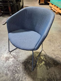 Poppin Pitch Sled Chair, a modern, fully upholstered armchair (Set of 3)