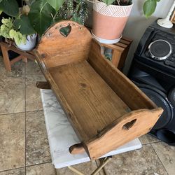 Antique Wood Rocking Doll Cradle Crib Cottage Core Farmhouse 12x21in