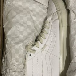 new men's size 10 Vans Skate Sk8-Hi Decon VCU Vintage Leather White