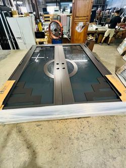 Modern Double Entry Door with Glass Panels