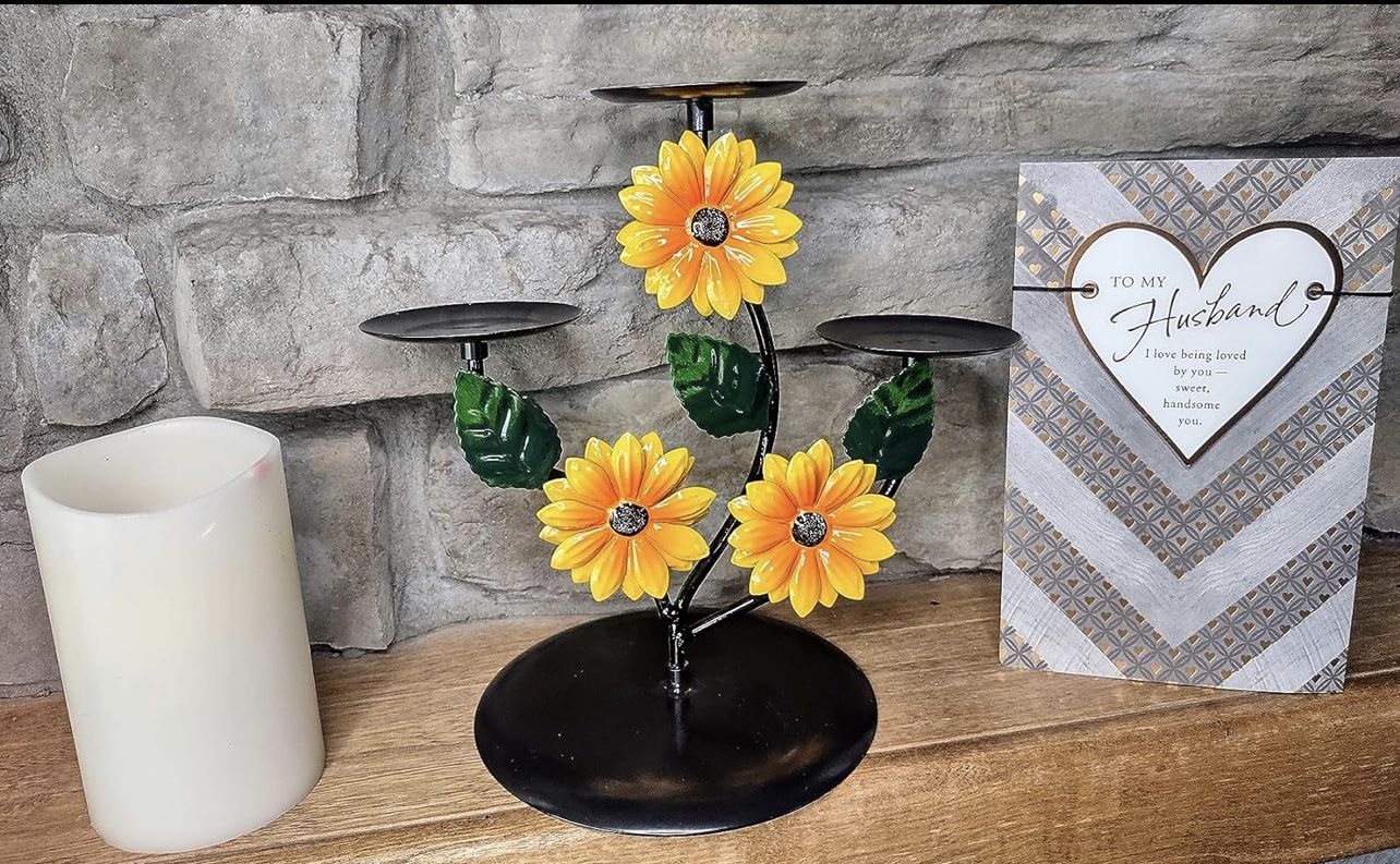 Sunflower Black Candle Holders(never Used)