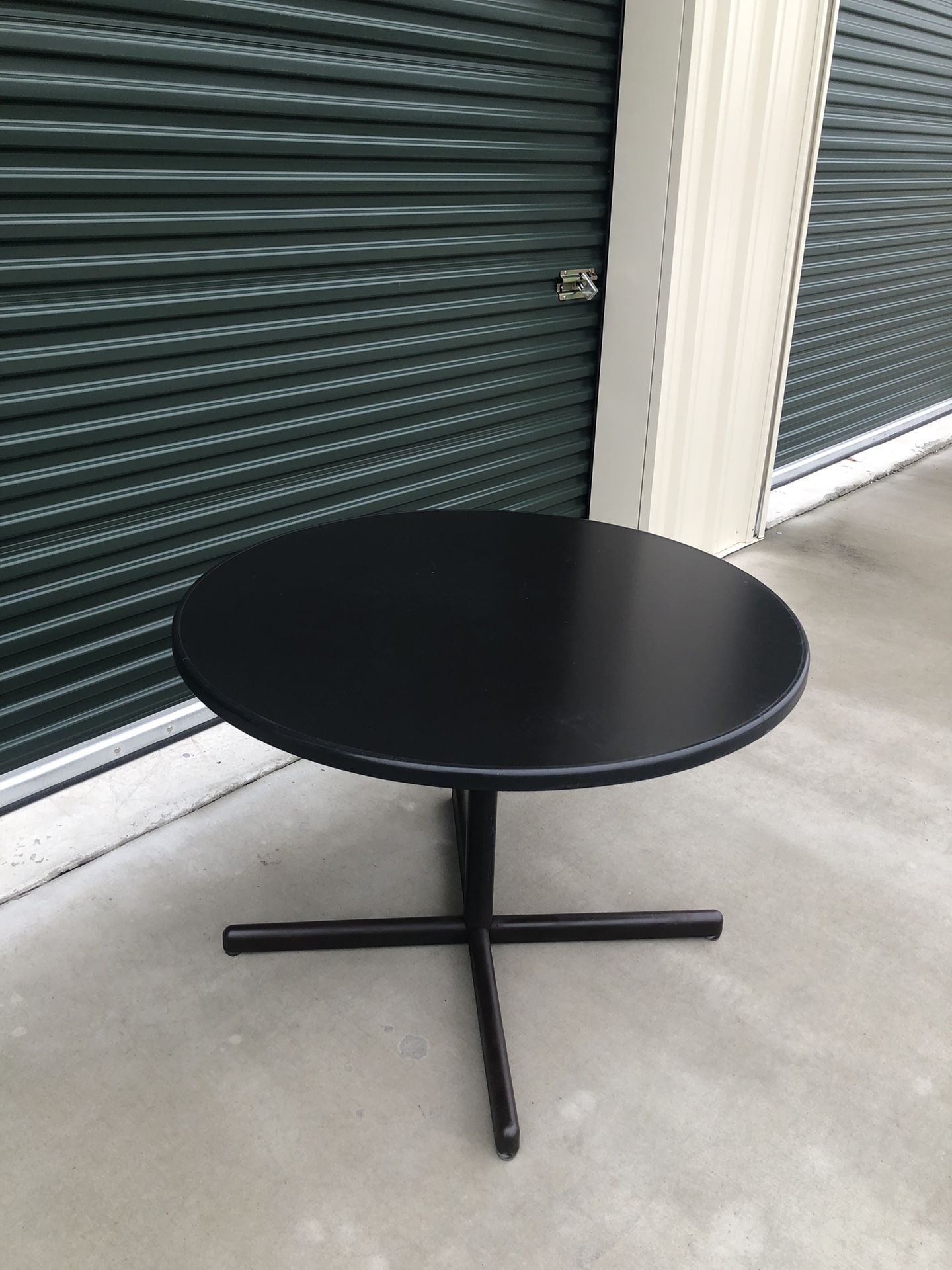 Restaurant Black Finish Wood Dining Table With Steel Base - Nine Available