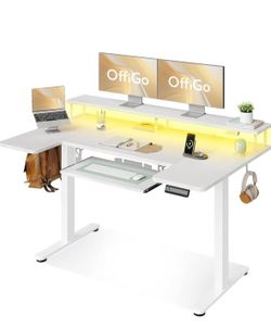White 55 Inch U Shape Standing Desk