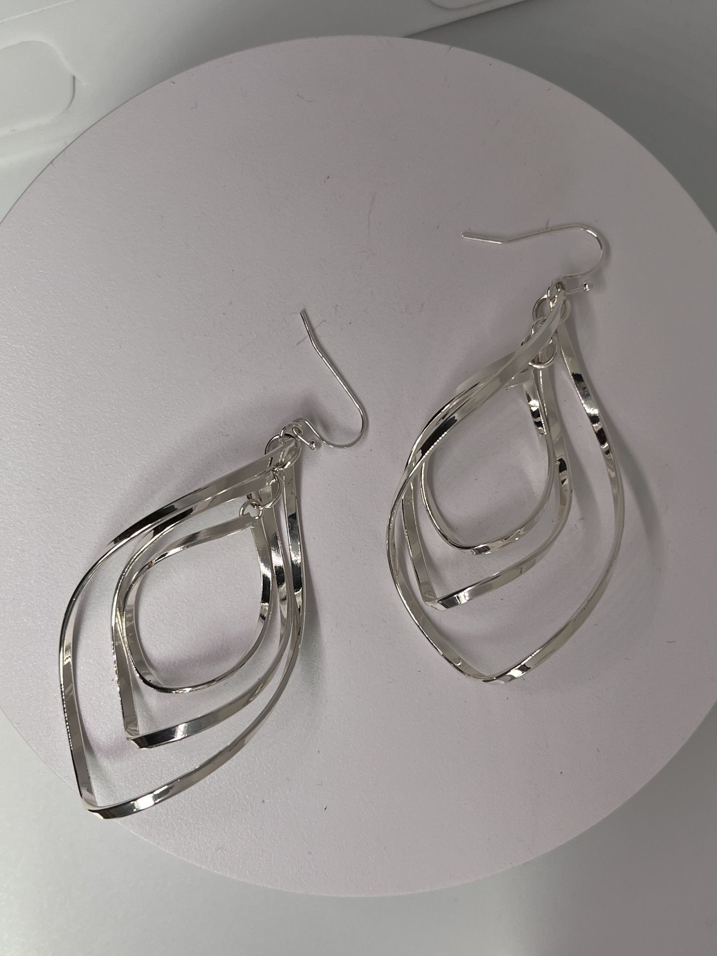 Triple Silver-Tone Twisted Wavy Drop Earrings