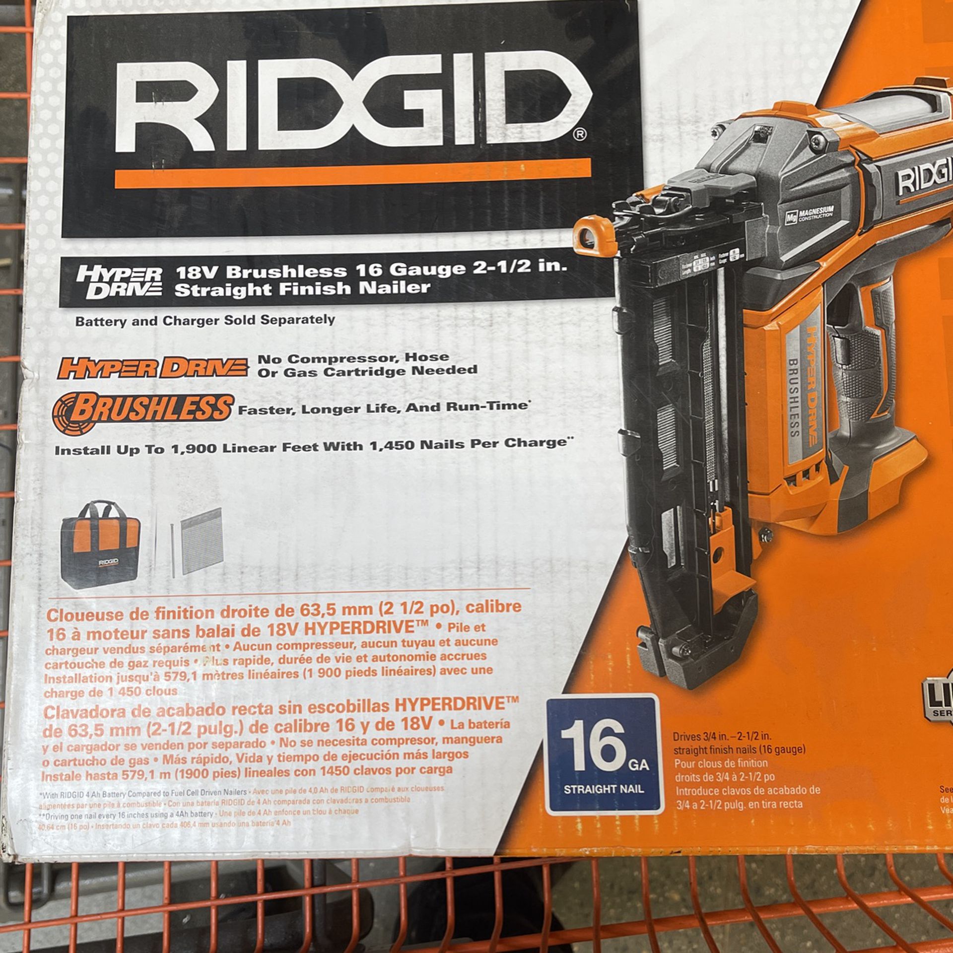 Ridgid 18v Brushless Nail Gun  (tool Only)