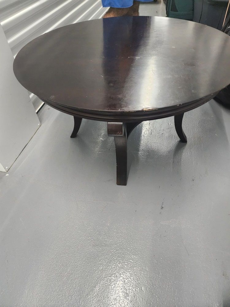 Dark Wood Round Coffee Table