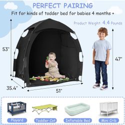 New Sleep Tent for Pack N Play, Baby Sleep Tent One-Click Assembly Effective Light Blocking Tent